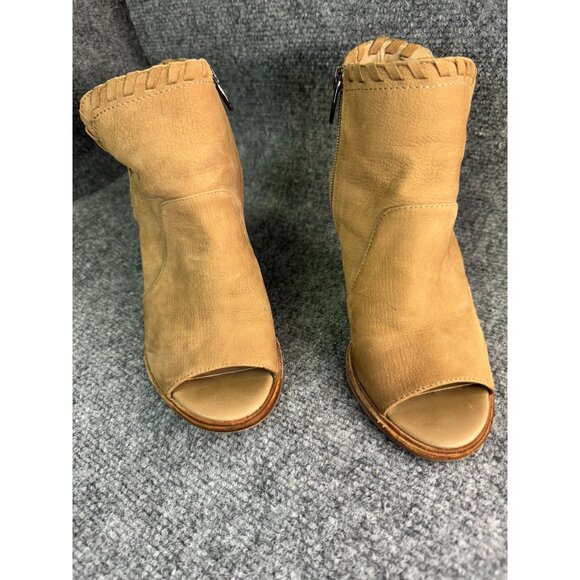 Vince Camuto Shoes Women's 7M Tan Kicetta Suede Peep Toe Open Heel Bootie - Picture 8 of 16